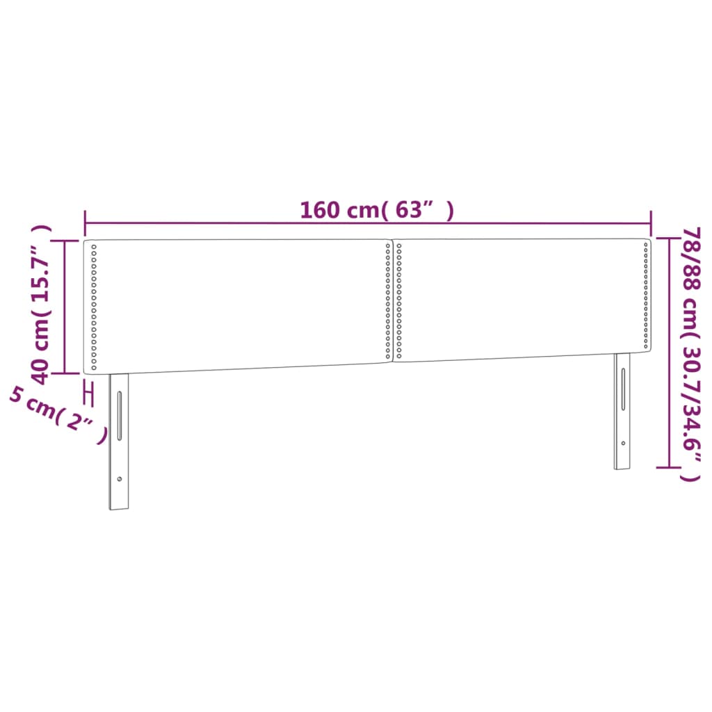 vidaXL Κεφαλάρι Κρεβατιού LED Μαύρο 160x5x78/88 εκ. Βελούδινο