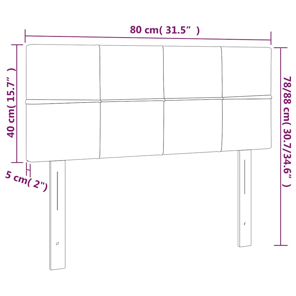 vidaXL Κεφαλάρι Κρεβατιού LED Σκούρο Πράσινο 80x5x78/88 εκ. Βελούδινο