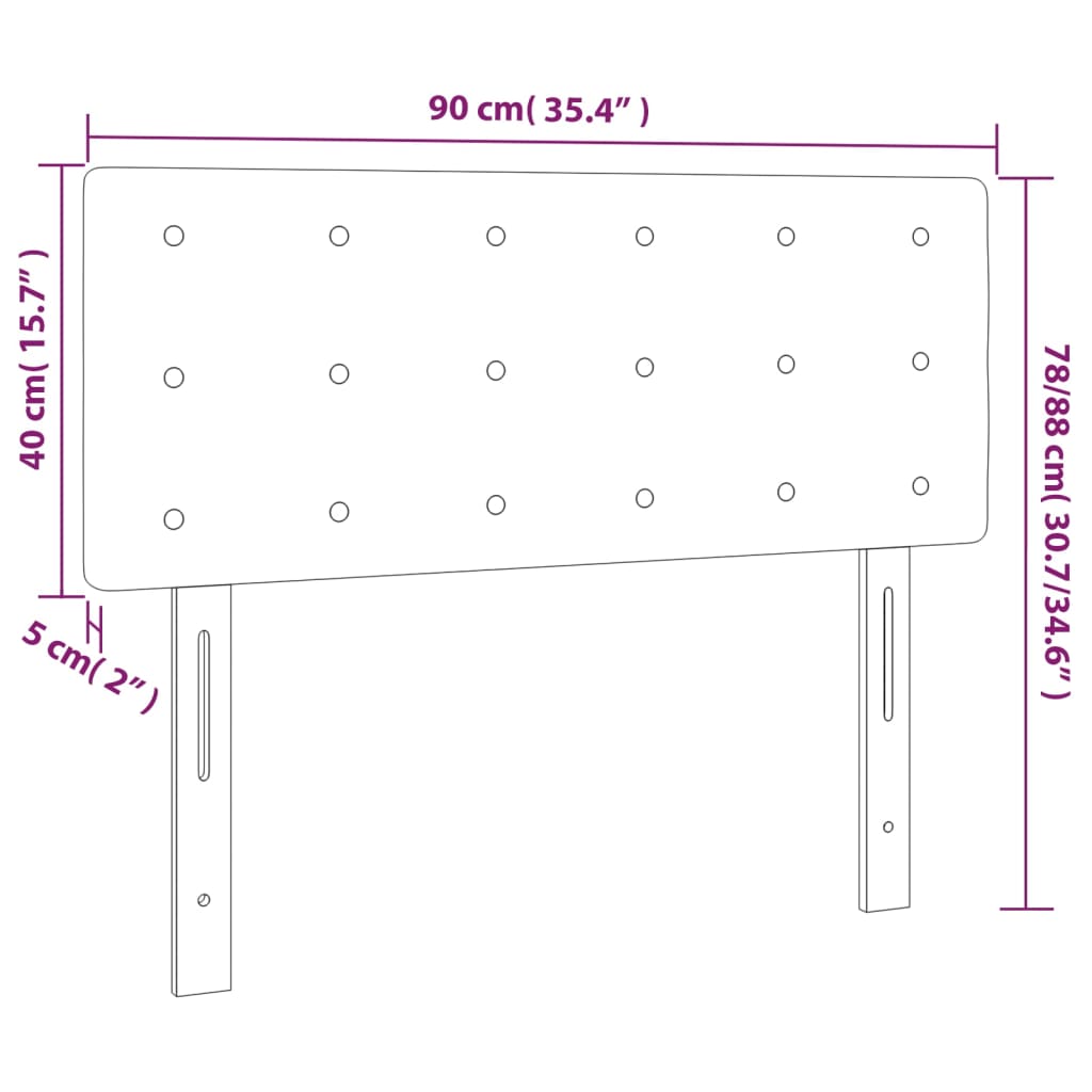 vidaXL Κεφαλάρι Κρεβατιού LED Γκρι 90x5x78/88 εκ. από Συνθετικό Δέρμα