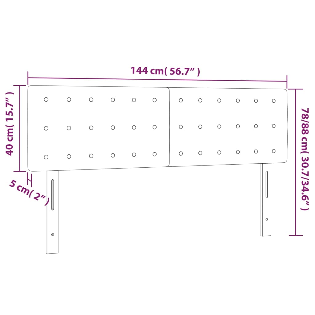 vidaXL Κεφαλάρι Κρεβατιού LED Κρεμ 144x5x78/88 εκ. από Συνθετικό Δέρμα