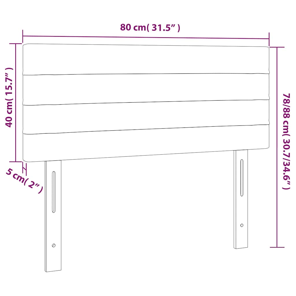 vidaXL Κεφαλάρι Κρεβατιού LED Μπλε 80 x 5 x 78/88 εκ. Υφασμάτινο