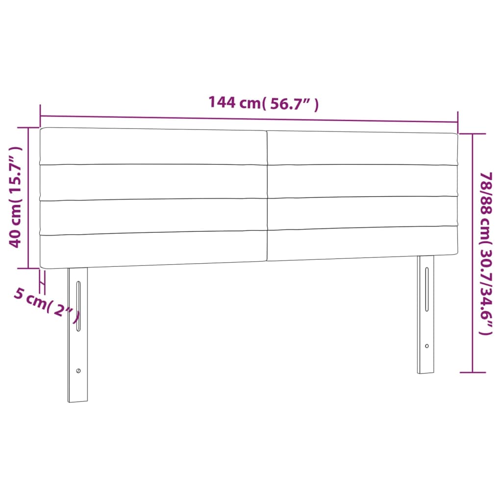 vidaXL Κεφαλάρι Κρεβατιού LED Μπλε 144x5x78/88 εκ. Υφασμάτινο