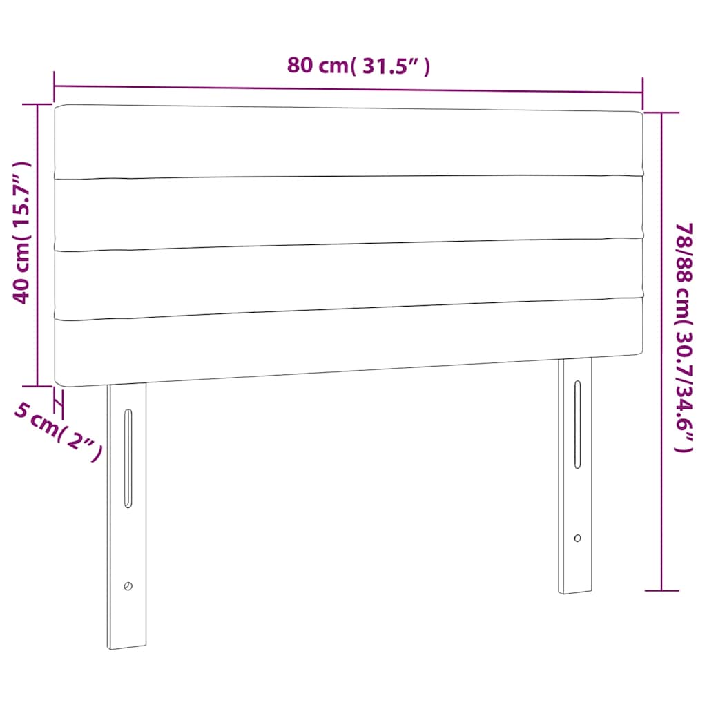 vidaXL Κεφαλάρι Κρεβατιού LED Σκούρο Μπλε 80x5x78/88 εκ. Βελούδινο