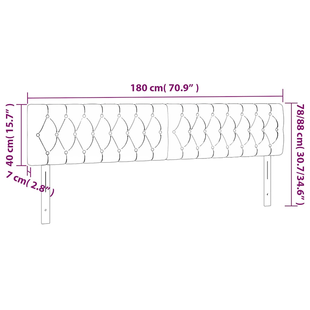 vidaXL Κεφαλάρι Κρεβατιού LED Μπλε 180x7x78/88 εκ. Υφασμάτινο