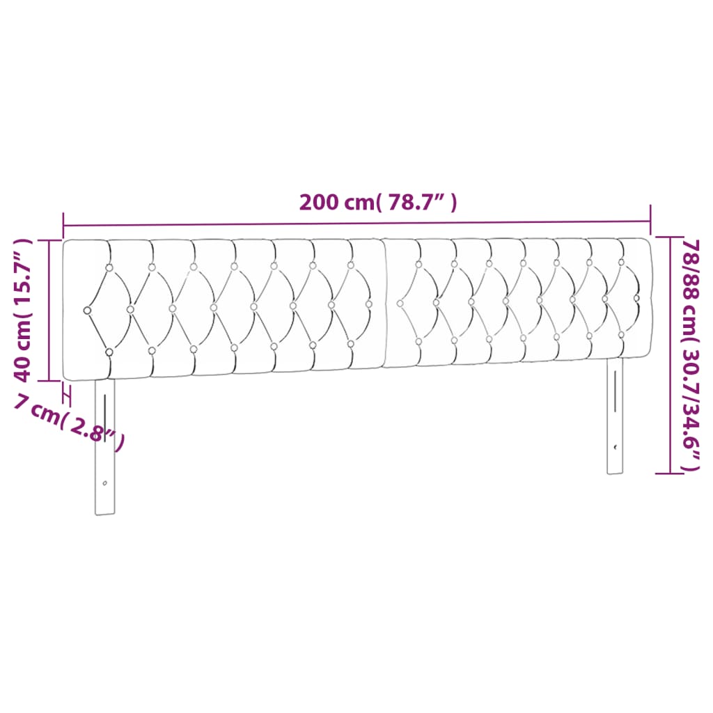 vidaXL Κεφαλάρι Κρεβατιού LED Taupe 200x7x78/88 εκ. Υφασμάτινο