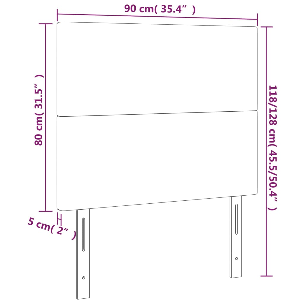 vidaXL Κεφαλάρι Κρεβατιού LED Σκούρο Καφέ 90x5x118/128εκ. Υφασμάτινο