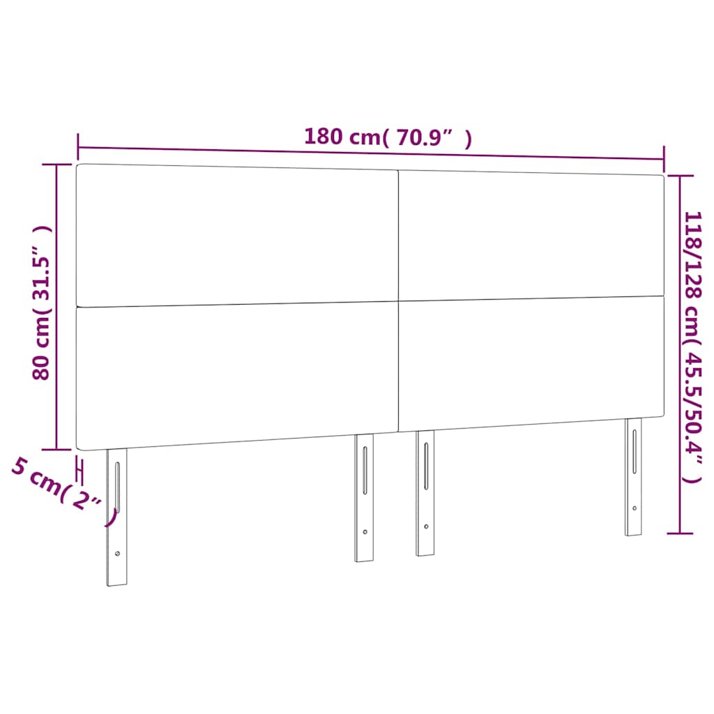 vidaXL Κεφαλάρι Κρεβατιού LED Μπλε 180x5x118/128 εκ. Υφασμάτινο