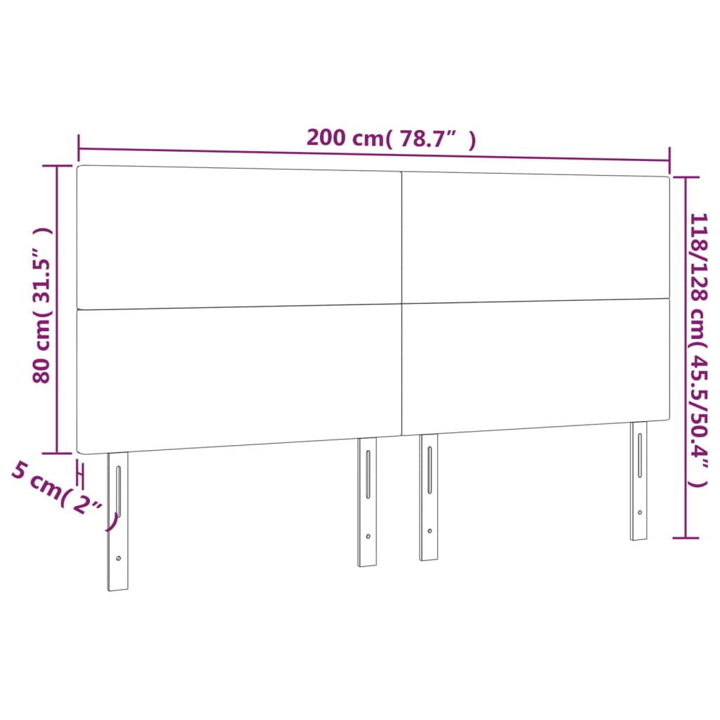 vidaXL Κεφαλάρι Κρεβατιού LED Λευκό 200x5x118/128 εκ
