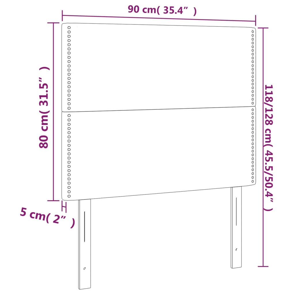vidaXL Κεφαλάρι Κρεβατιού LED Σκούρο Καφέ 90x5x118/128εκ. Υφασμάτινο