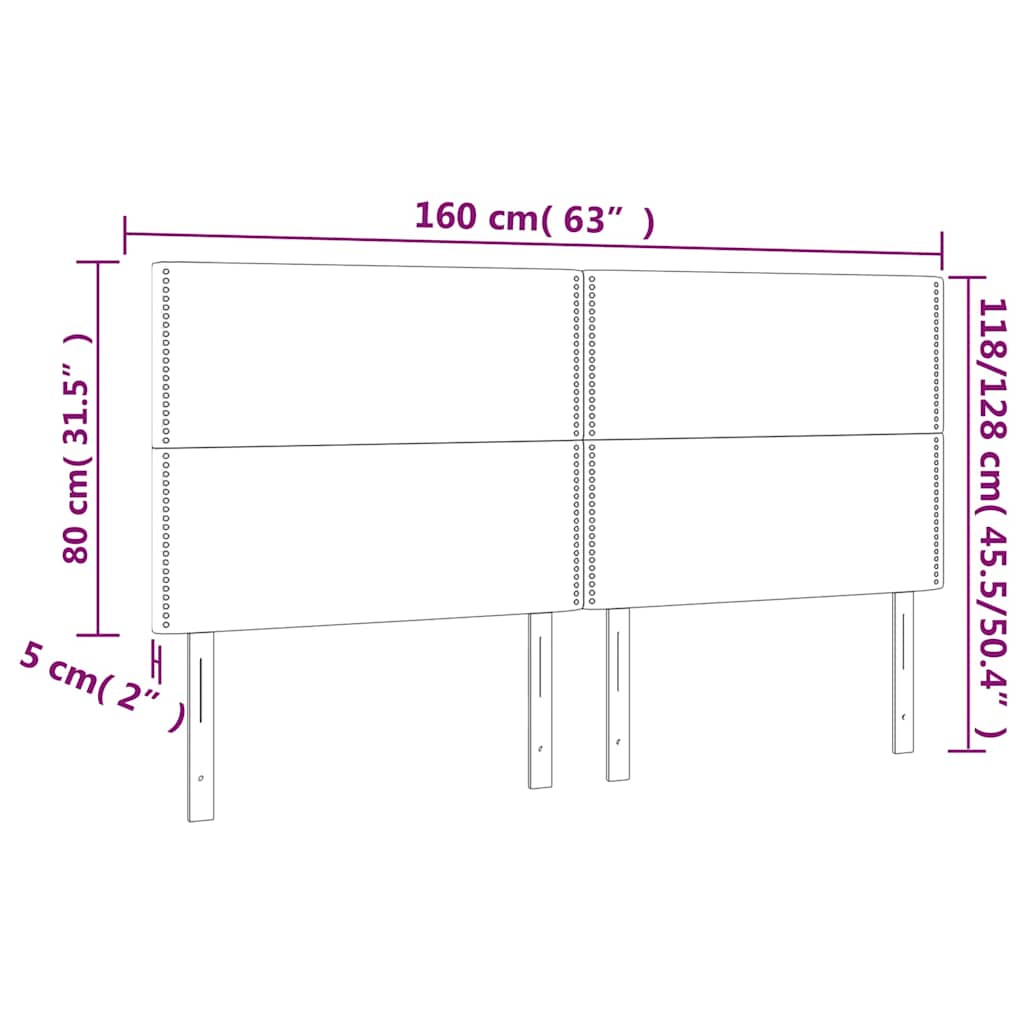 vidaXL Κεφαλάρι Κρεβατιού LED Μαύρο 160x5x118/128 εκ. Υφασμάτινο