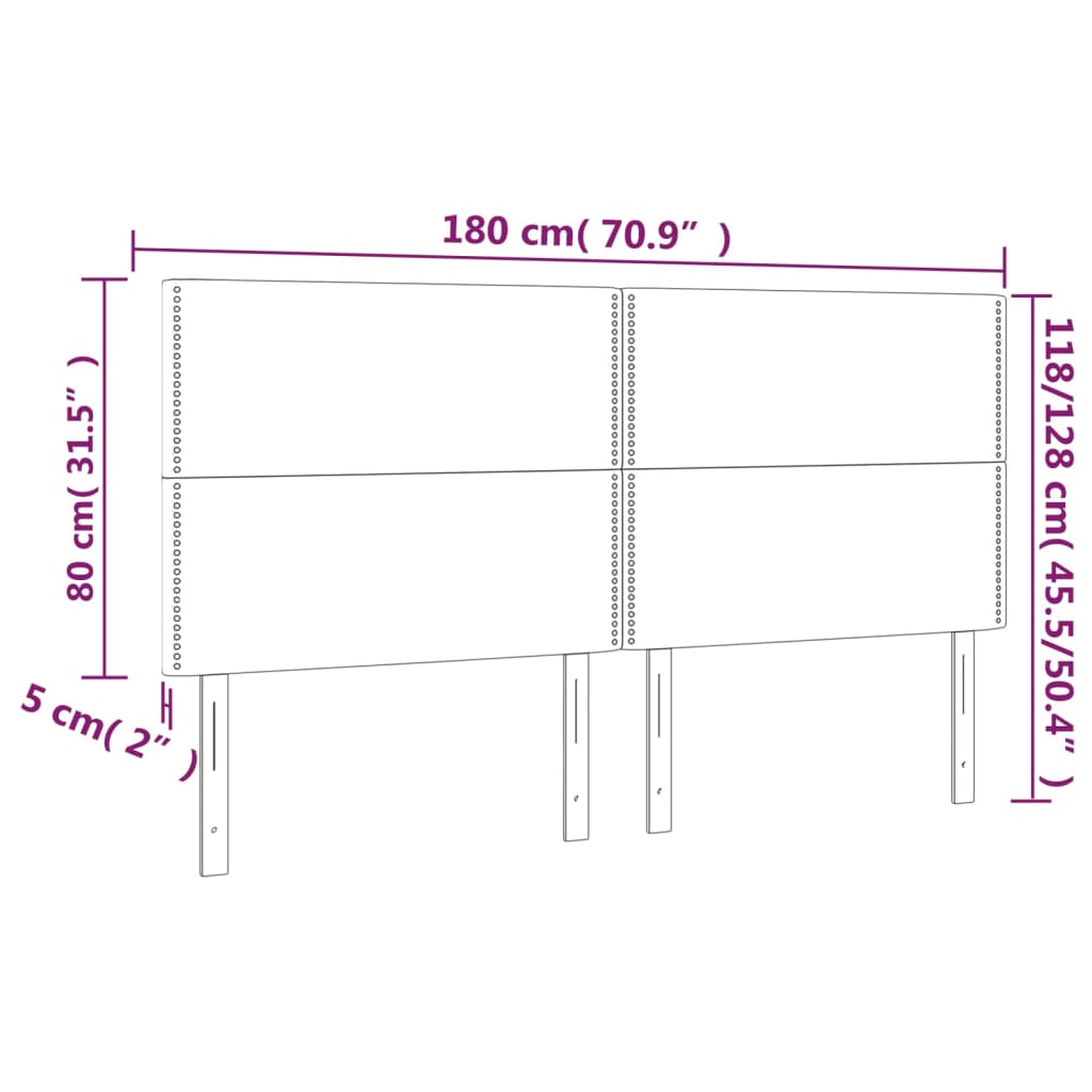 vidaXL Κεφαλάρι Κρεβατιού LED Σκούρο Καφέ 180x5x118/128εκ. Υφασμάτινο