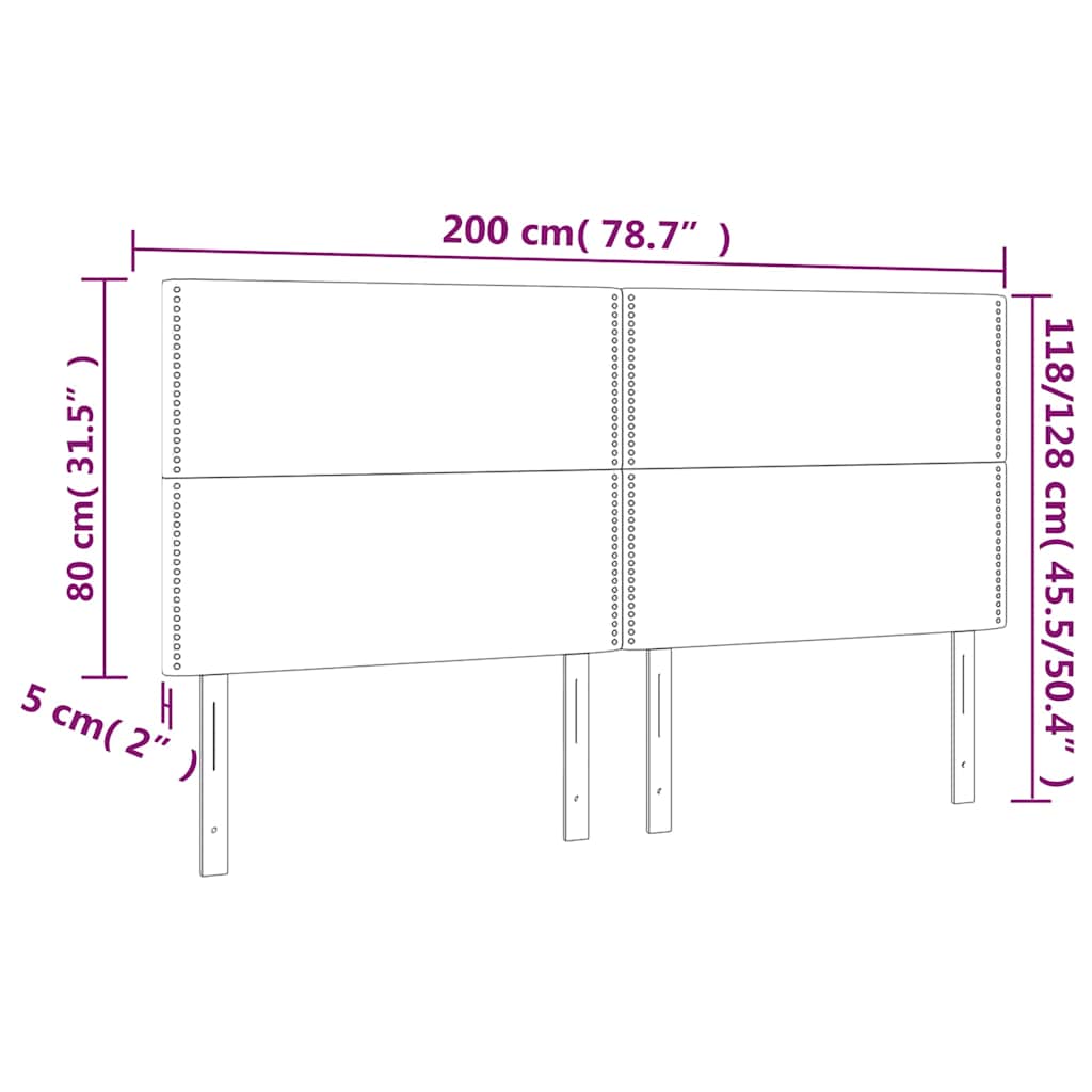 vidaXL Κεφαλάρι Κρεβατιού LED Ανοιχτό Γκρι 200x5x118/128εκ. Υφασμάτινο