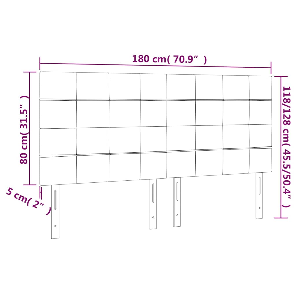 vidaXL Κεφαλάρι Κρεβατιού LED Σκούρο Καφέ 180x5x118/128εκ. Υφασμάτινο