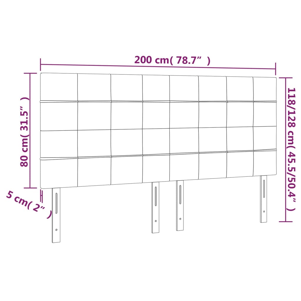 vidaXL Κεφαλάρι Κρεβατιού LED Σκούρο Καφέ 200x5x118/128εκ. Υφασμάτινο