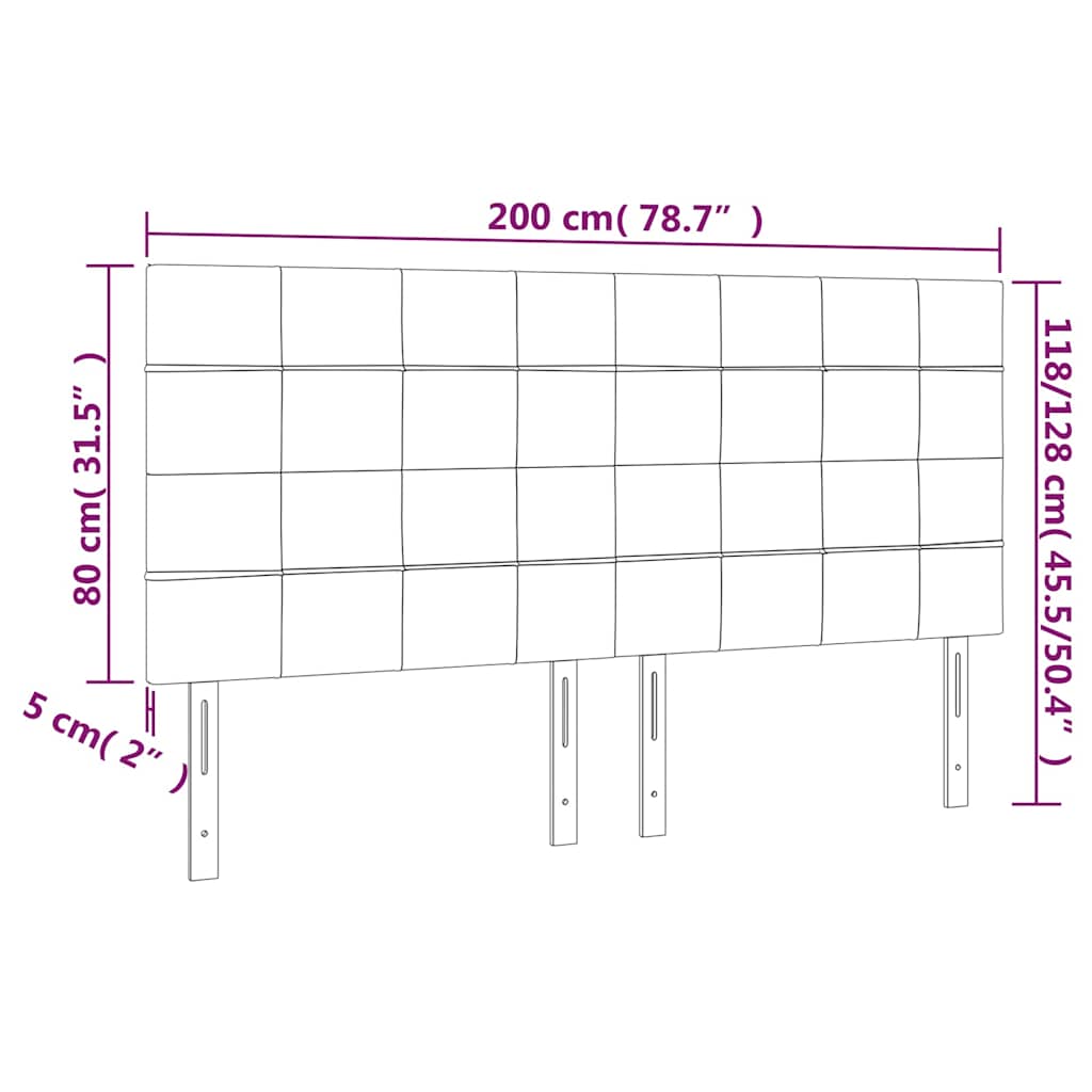 vidaXL Κεφαλάρι Κρεβατιού LED Taupe 200x5x118/128 εκ. Υφασμάτινο