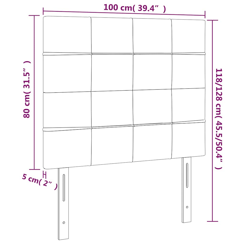 vidaXL Κεφαλάρι Κρεβατιού LED Σκούρο Πράσινο 100x5x118/128 εκ.