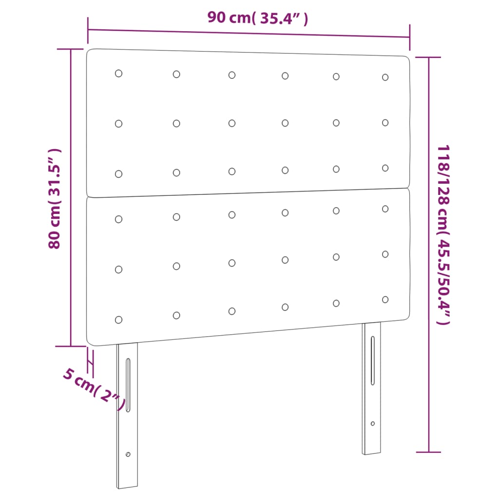 vidaXL Κεφαλάρι Κρεβατιού LED Κρεμ 90x5x118/128 εκ