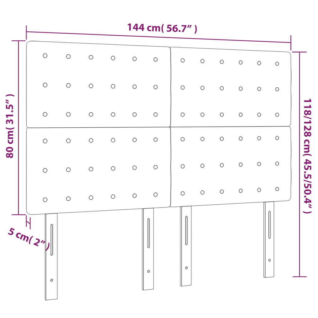 vidaXL Κεφαλάρι Κρεβατιού LED Γκρι 144x5x118/128 εκ