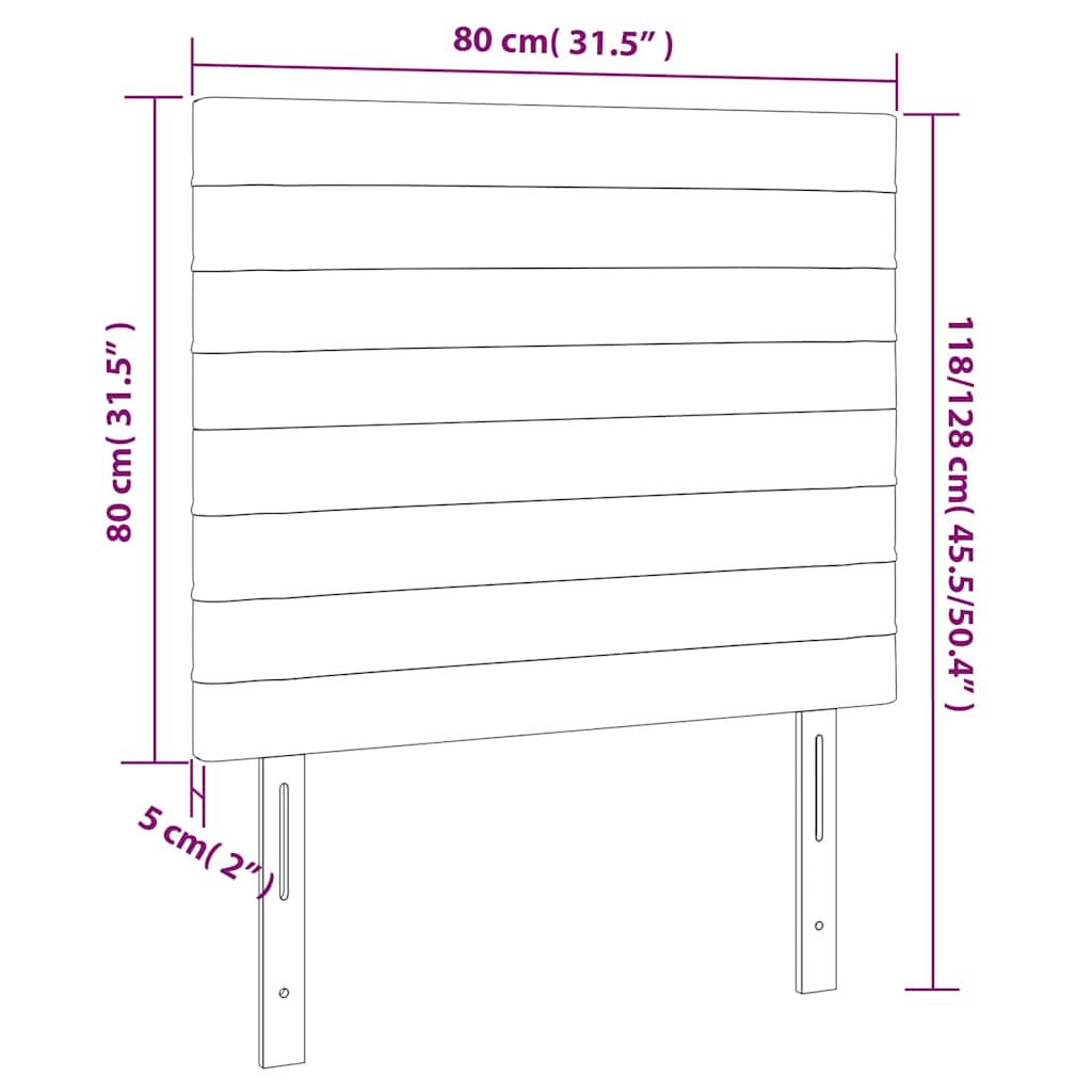 vidaXL Κεφαλάρι Κρεβατιού LED Σκούρο Καφέ 80x5x118/128εκ. Υφασμάτινο