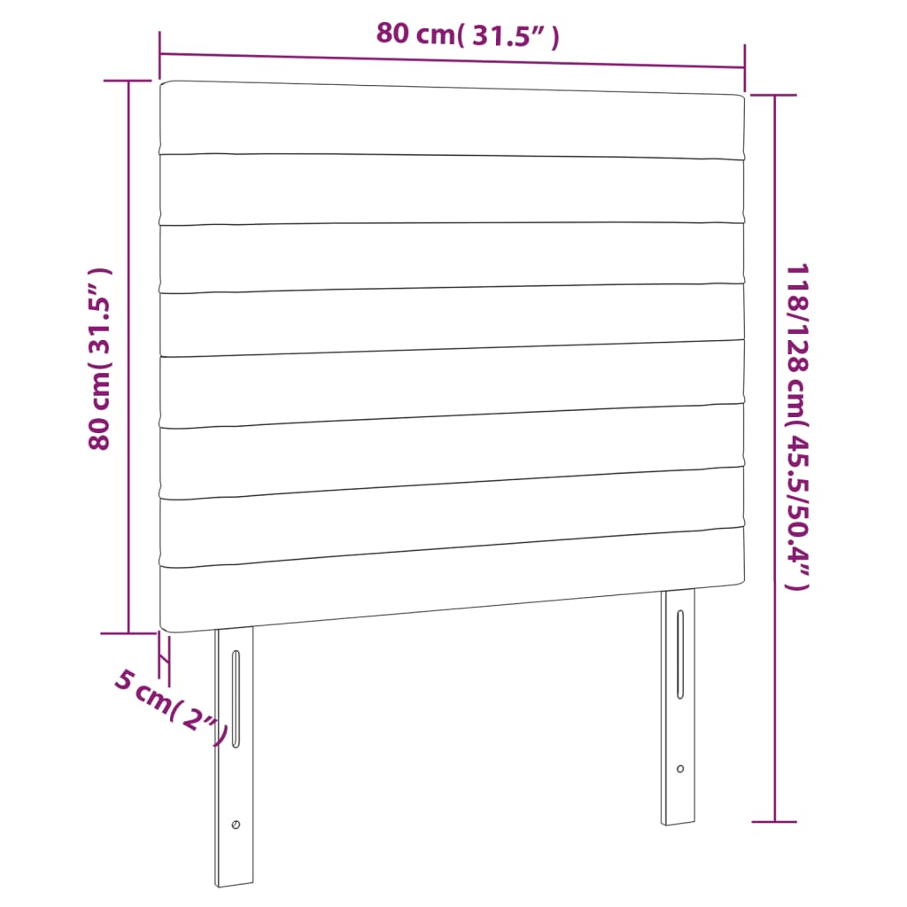 vidaXL Κεφαλάρι Κρεβατιού LED Ανοιχτό Γκρι 80x5x118/128 εκ. Βελούδινο