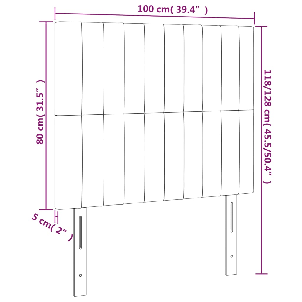 vidaXL Κεφαλάρι Κρεβατιού LED Κρεμ 100x5x118/128 εκ. Υφασμάτινο