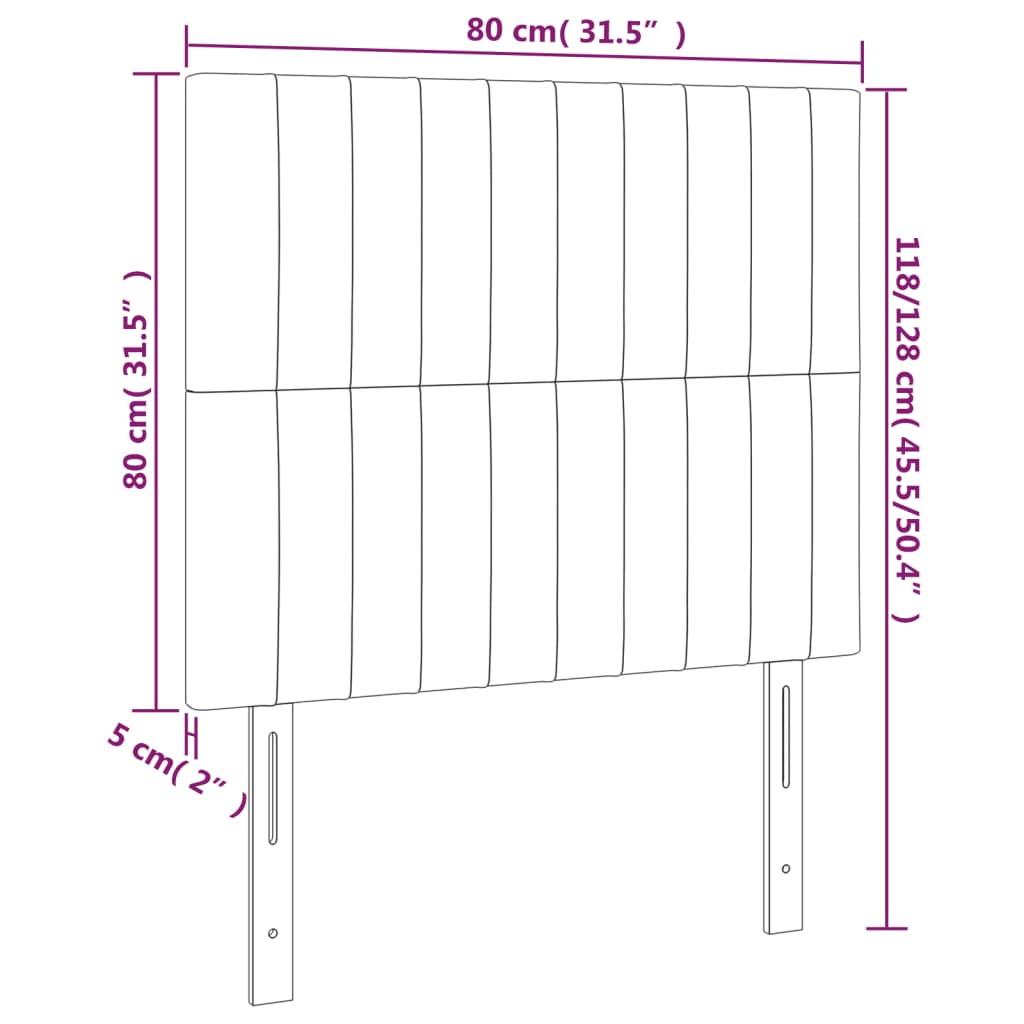 vidaXL Κεφαλάρι Κρεβατιού LED Ροζ 80x5x118/128 εκ. Βελούδινο