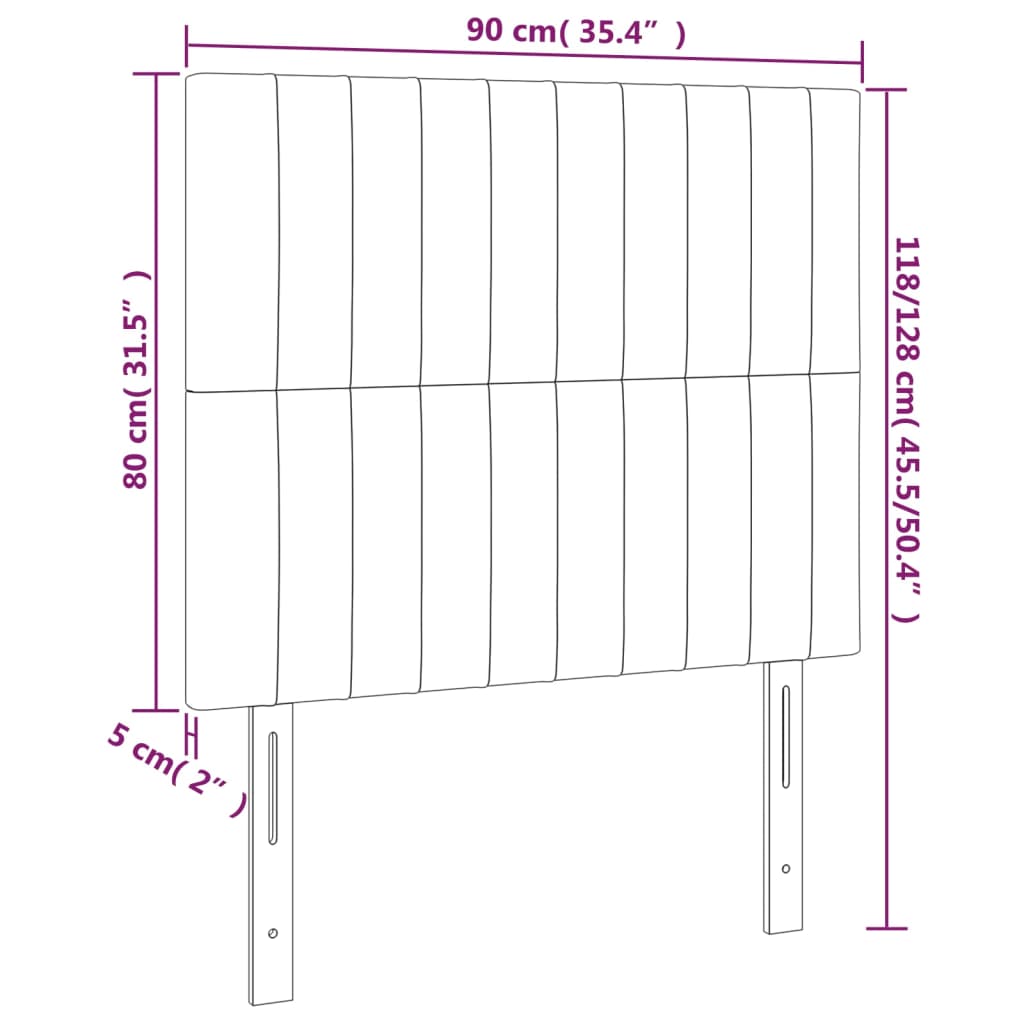 vidaXL Κεφαλάρι Κρεβατιού LED Ανοιχτό Γκρι 90x5x118/128 εκ. Βελούδινο