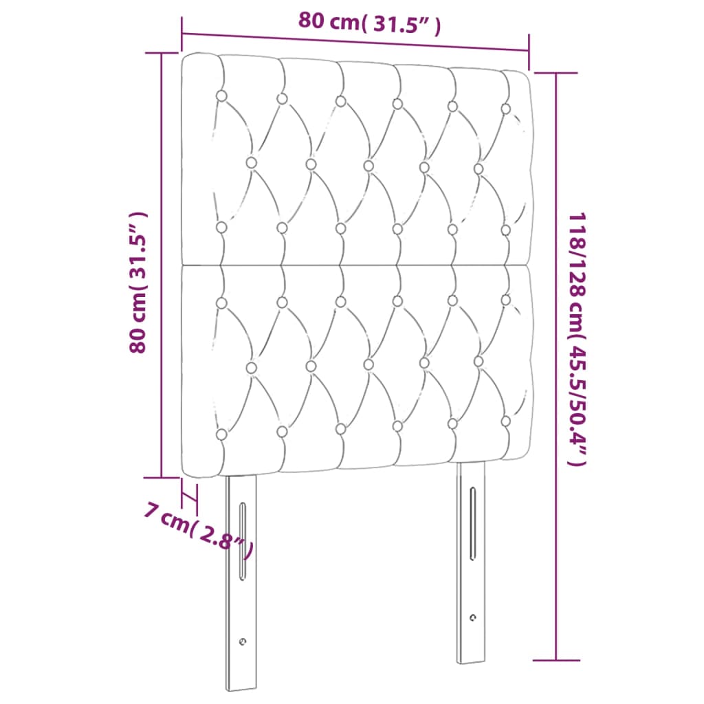 vidaXL Κεφαλάρι Κρεβατιού LED Κρεμ 80x7x118/128εκ. Υφασμάτινο