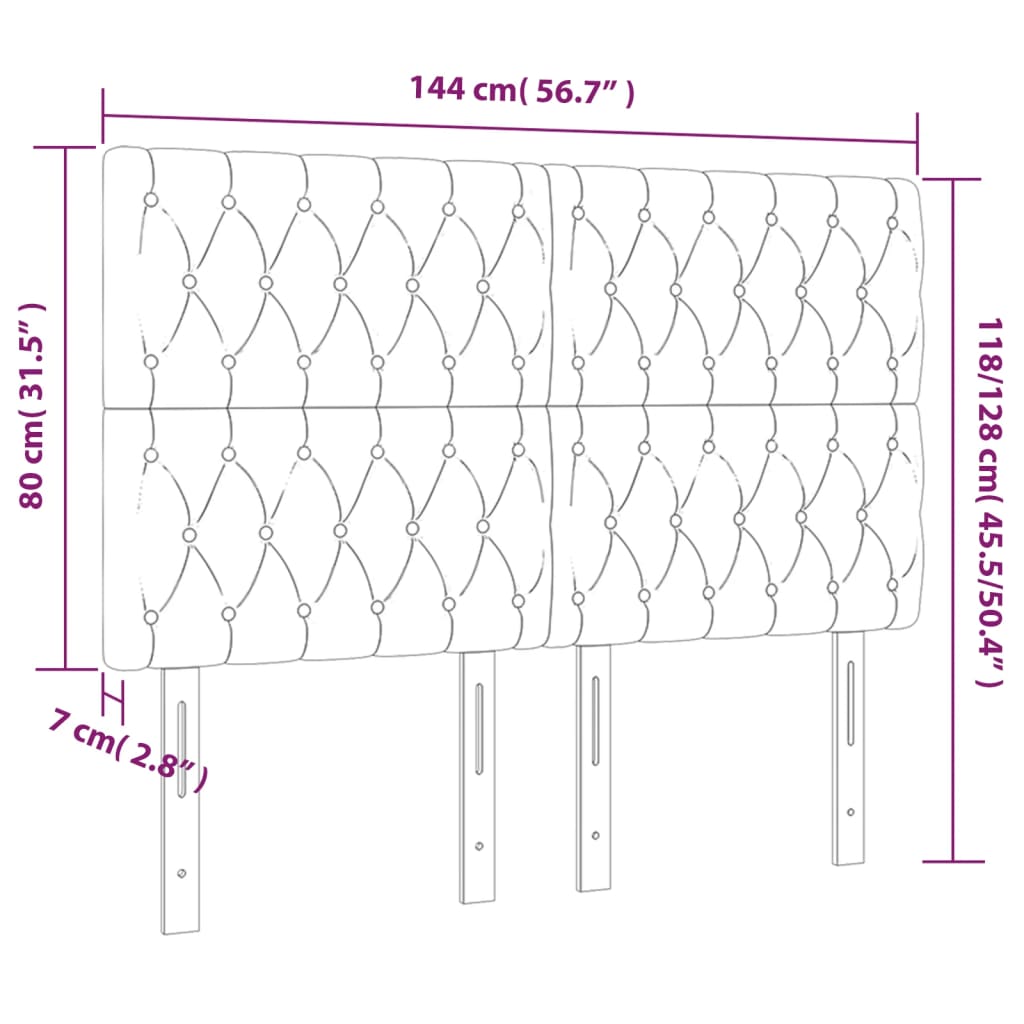 vidaXL Κεφαλάρι Κρεβατιού LED Taupe 144x7x118/128 εκ. Υφασμάτινο