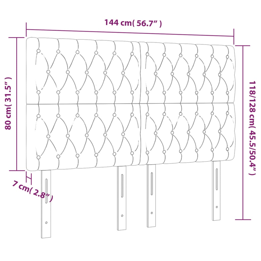 vidaXL Κεφαλάρι Κρεβατιού LED Μπλε 144x7x118/128 εκ. Υφασμάτινο