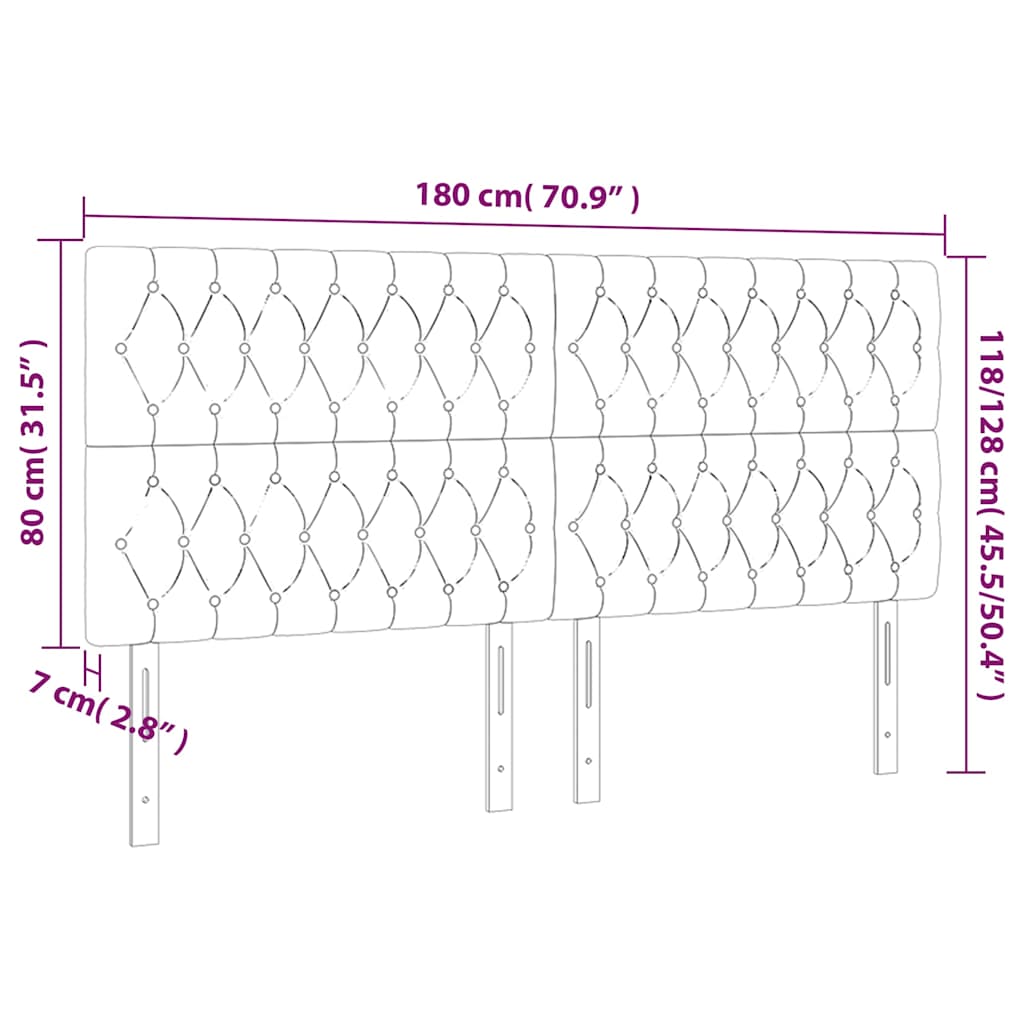 vidaXL Κεφαλάρι Κρεβατιού LED Μπλε 180x7x118/128 εκ. Υφασμάτινο