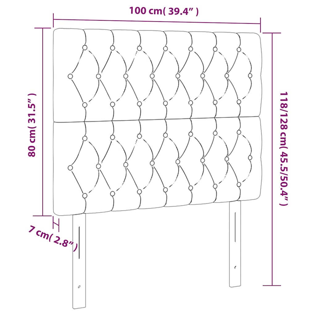 vidaXL Κεφαλάρι Κρεβατιού LED Σκούρο Μπλε 100x7x118/128 εκ. Βελούδινο