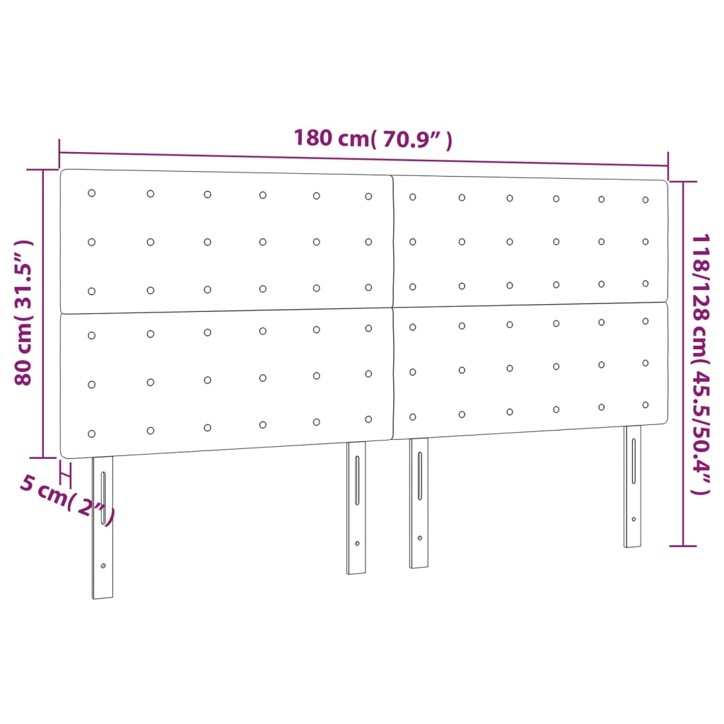 vidaXL Κεφαλάρι Κρεβατιού LED Taupe 180x5x118/128 εκ. Υφασμάτινο