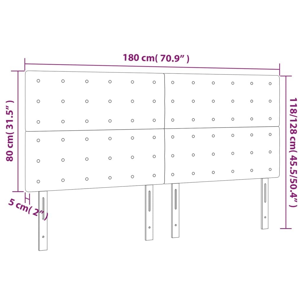 vidaXL Κεφαλάρι Κρεβατιού LED Μπλε 180x5x118/128 εκ. Υφασμάτινο