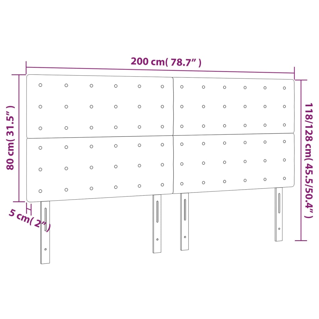 vidaXL Κεφαλάρι Κρεβατιού LED Taupe 200x5x118/128 εκ. Υφασμάτινο