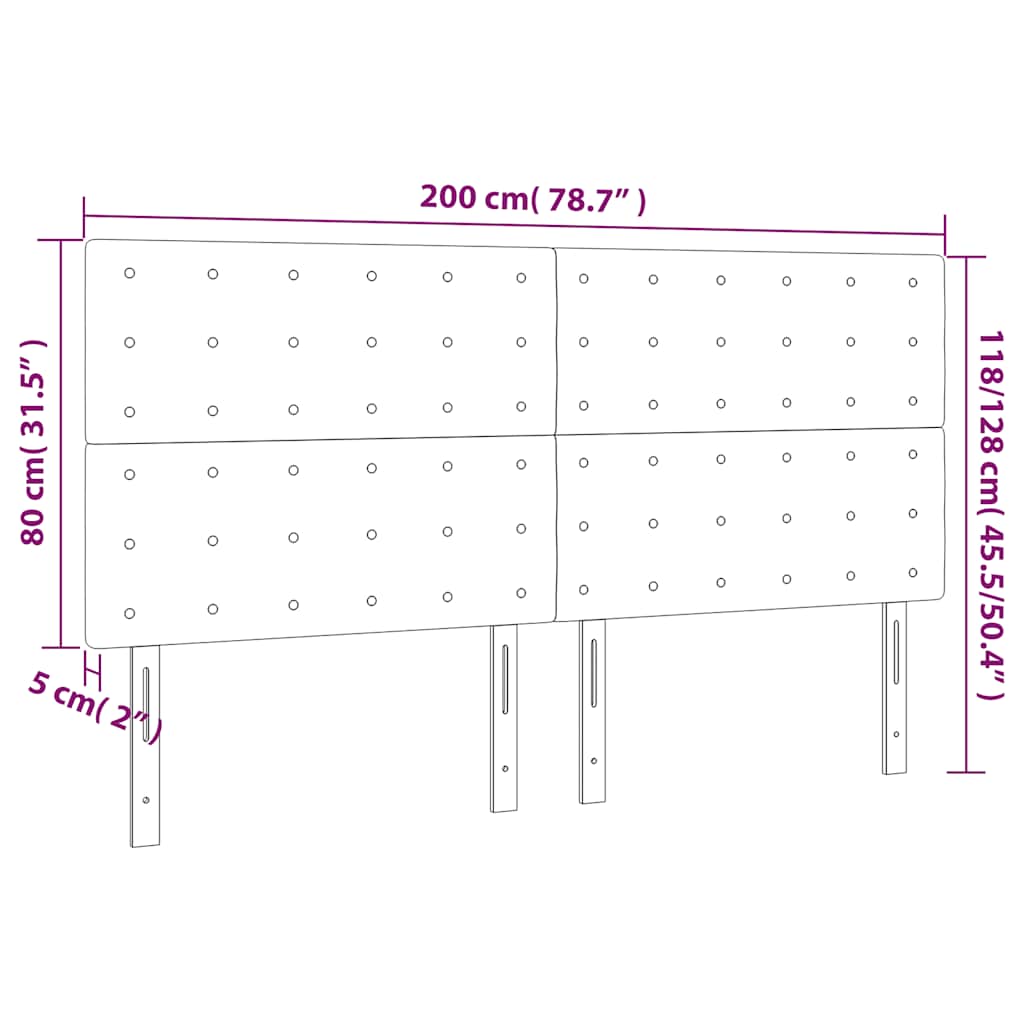 vidaXL Κεφαλάρι Κρεβατιού LED Σκούρο Μπλε 200x5x118/128 εκ. Βελούδινο