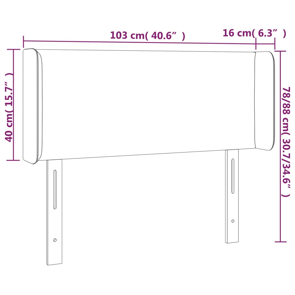 vidaXL Κεφαλάρι Κρεβατιού LED Κρεμ 103x16x78/88 εκ. Υφασμάτινο