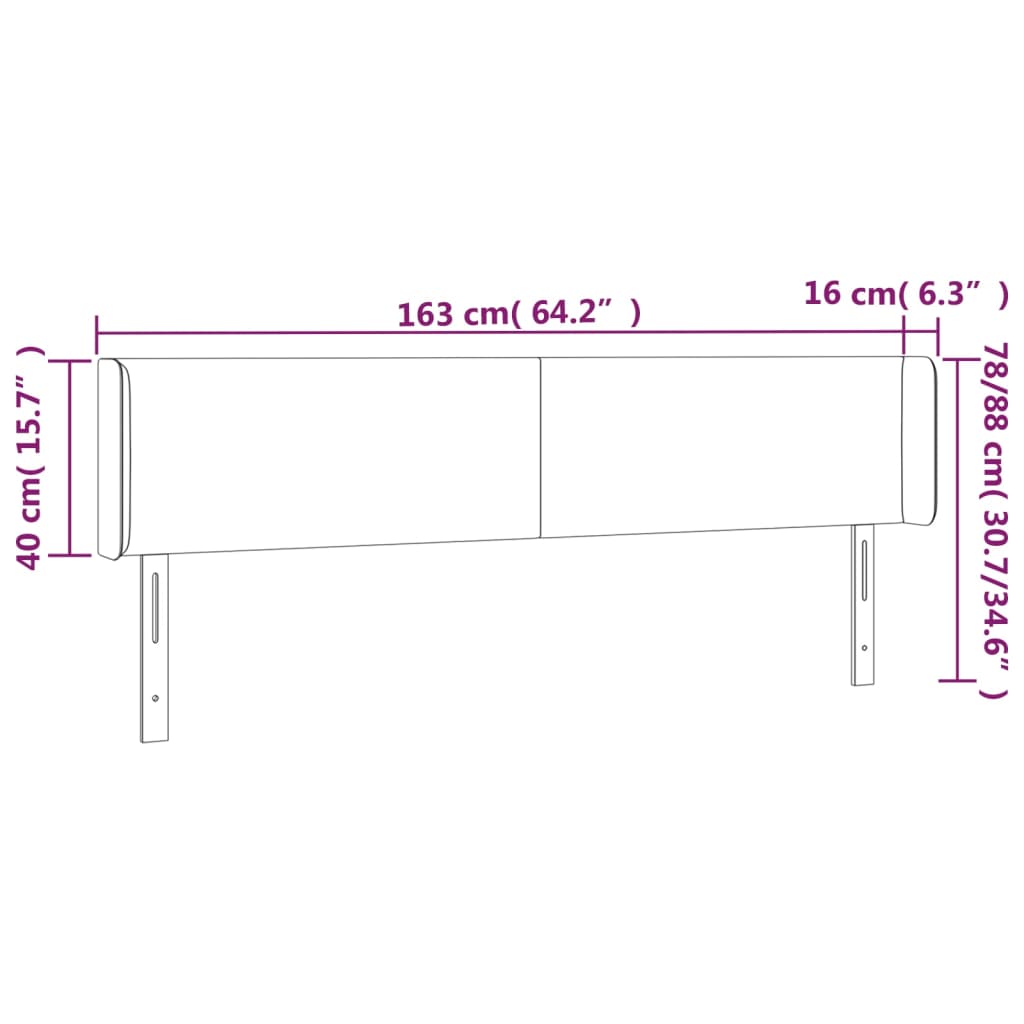 vidaXL Κεφαλάρι Κρεβατιού LED Κρεμ 163x16x78/88 εκ. Υφασμάτινο