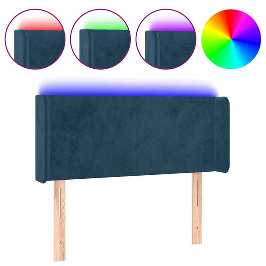 vidaXL Κεφαλάρι Κρεβατιού LED Σκούρο Μπλε 103x16x78/88 εκ. Βελούδινο
