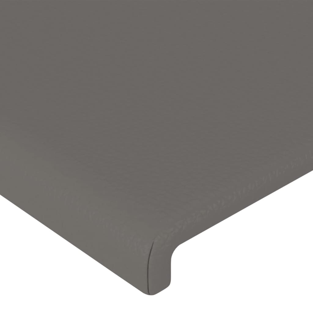 vidaXL Κεφαλάρι Κρεβατιού LED Γκρι 147x16x78/88εκ. από Συνθετικό Δέρμα
