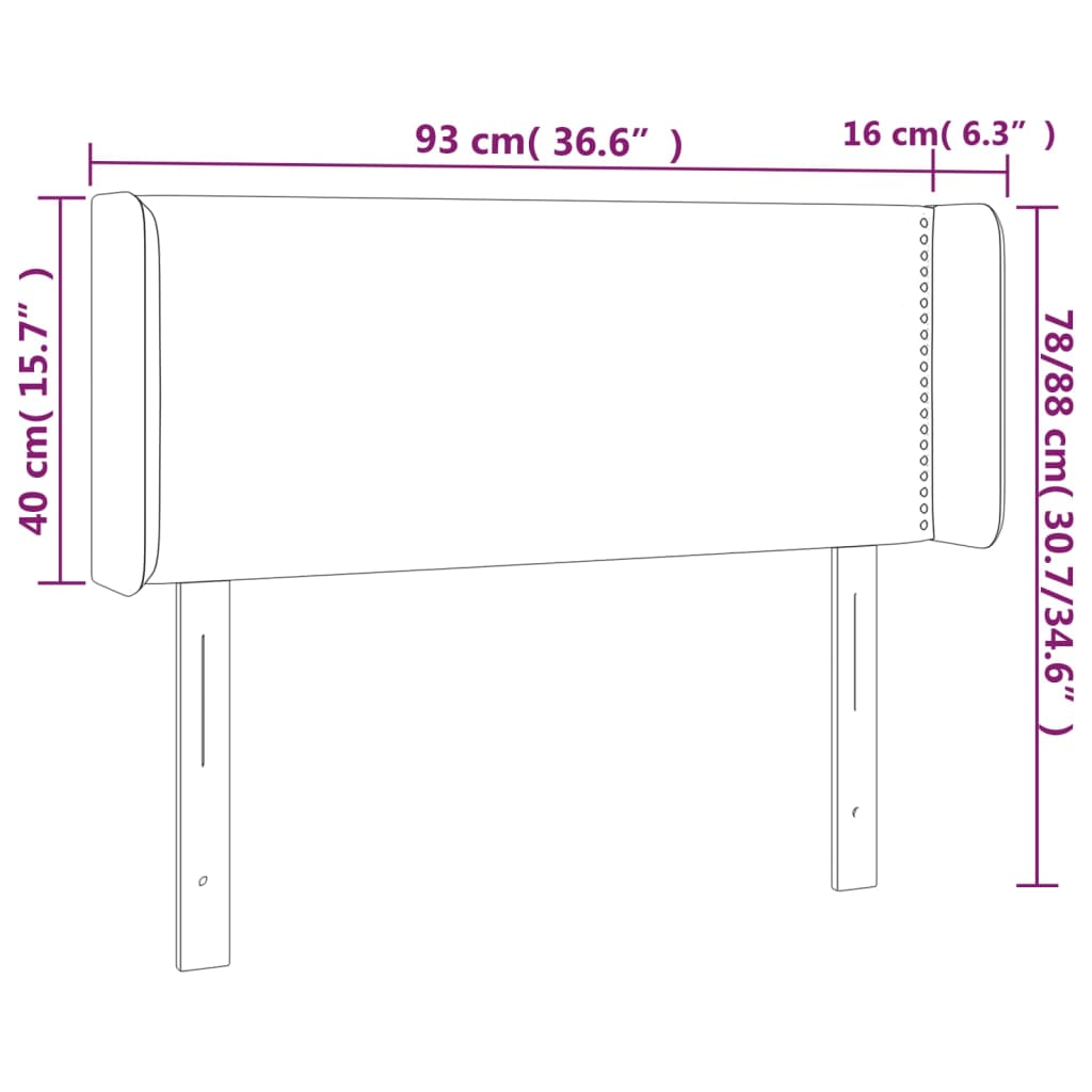 vidaXL Κεφαλάρι Κρεβατιού LED Μαύρο 93x16x78/88 εκ. Υφασμάτινο