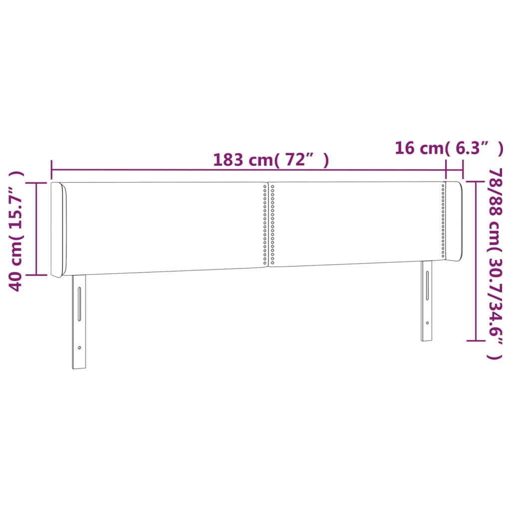 vidaXL Κεφαλάρι Κρεβατιού LED Κρεμ 183x16x78/88 εκ. Υφασμάτινο