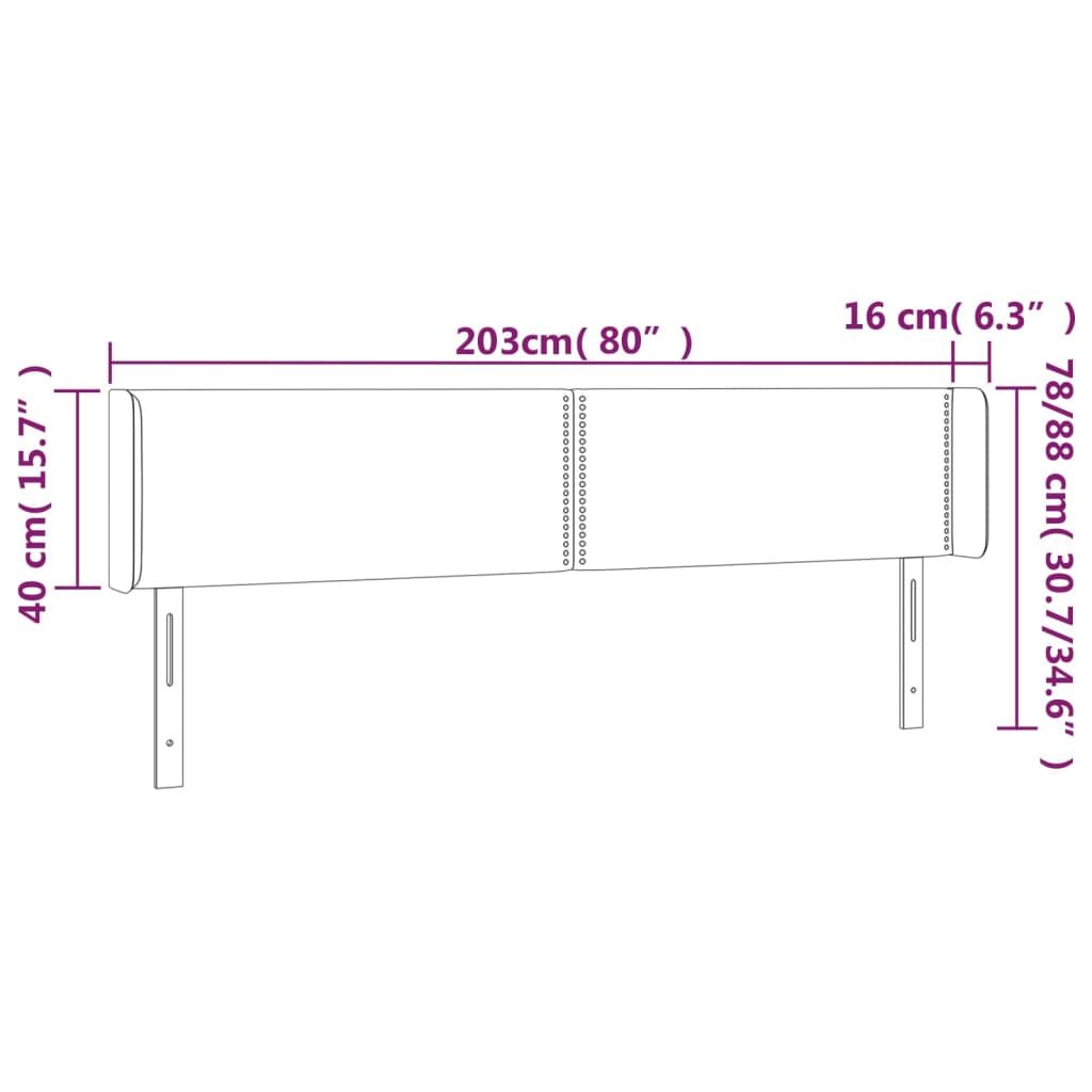 vidaXL Κεφαλάρι Κρεβατιού LED Μπλε 203x16x78/88 εκ. Υφασμάτινο