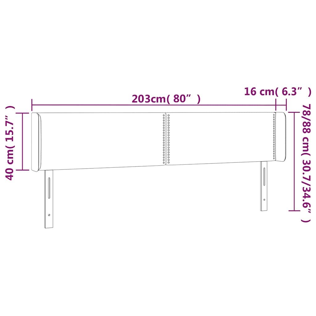 vidaXL Κεφαλάρι Κρεβατιού LED Μπλε 203x16x78/88 εκ. Υφασμάτινο