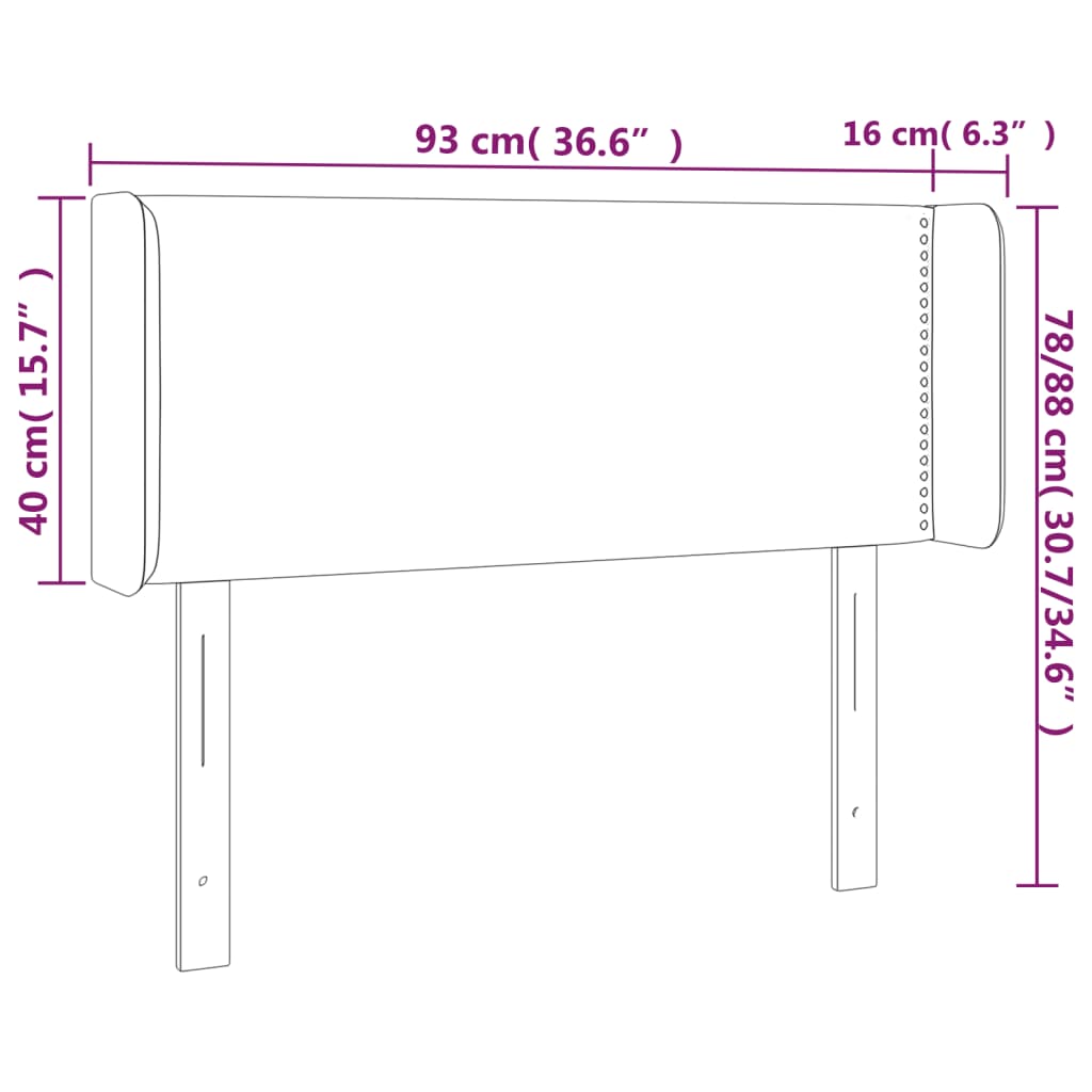 vidaXL Κεφαλάρι Κρεβατιού LED Μαύρο 93x16x78/88 εκ. Βελούδινο