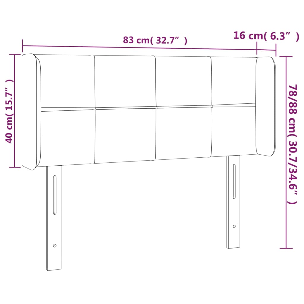 vidaXL Κεφαλάρι Κρεβατιού LED Taupe 83x16x78/88 εκ. Υφασμάτινο