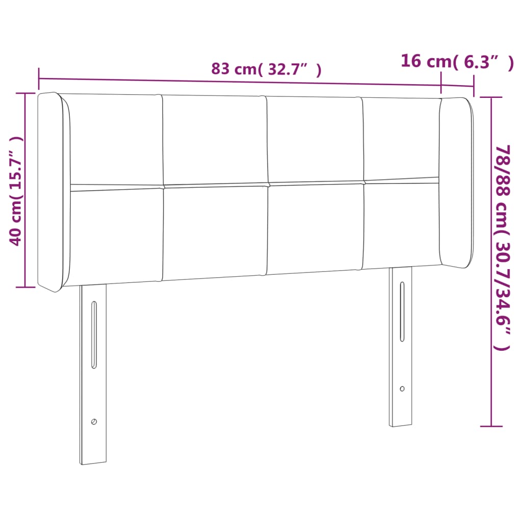vidaXL Κεφαλάρι Κρεβατιού LED Ροζ 83x16x78/88 εκ. Βελούδινο
