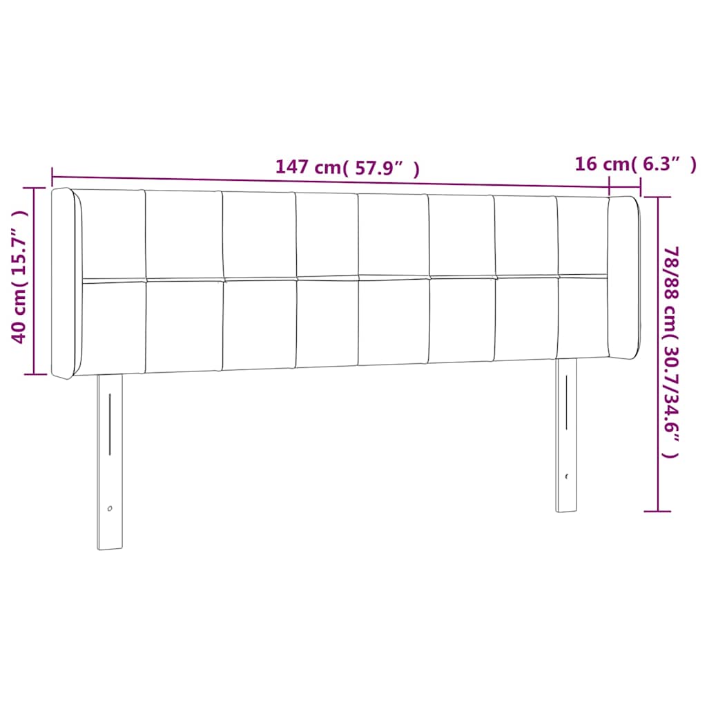 vidaXL Κεφαλάρι Κρεβατιού LED Σκούρο Μπλε 147x16x78/88 εκ. Βελούδινο