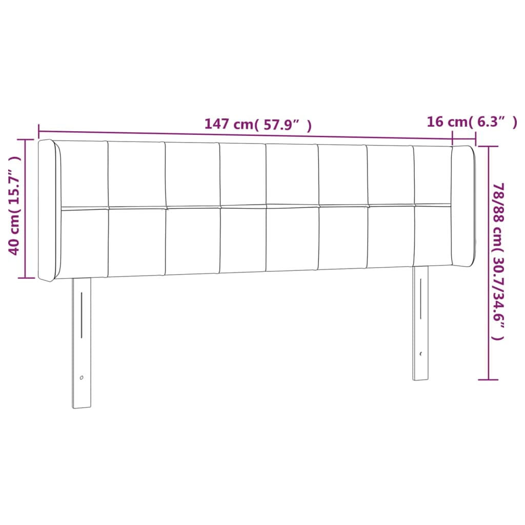 vidaXL Κεφαλάρι Κρεβατιού LED Ροζ 147x16x78/88 εκ. Βελούδινο