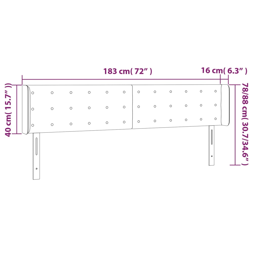 vidaXL Κεφαλάρι Κρεβατιού LED Κρεμ 183x16x78/88εκ. από Συνθετικό Δέρμα